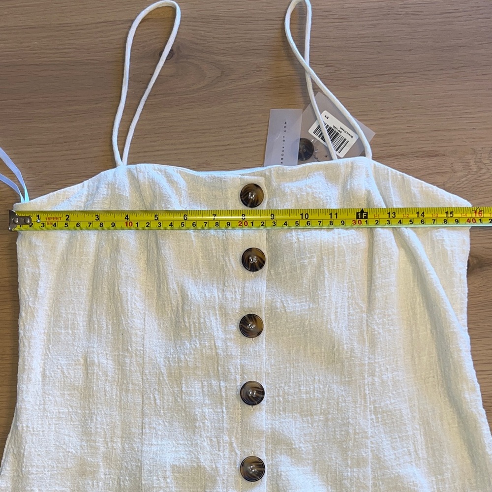 NWT Sabo Skirt- Textured Cotton Cream Button-Front Mini Dress - Picture 6 of 7